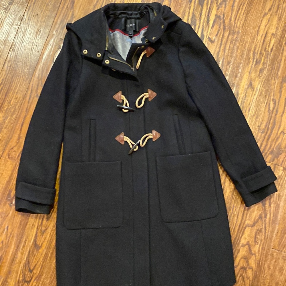 J Crew Black Pea Coat, Size 6